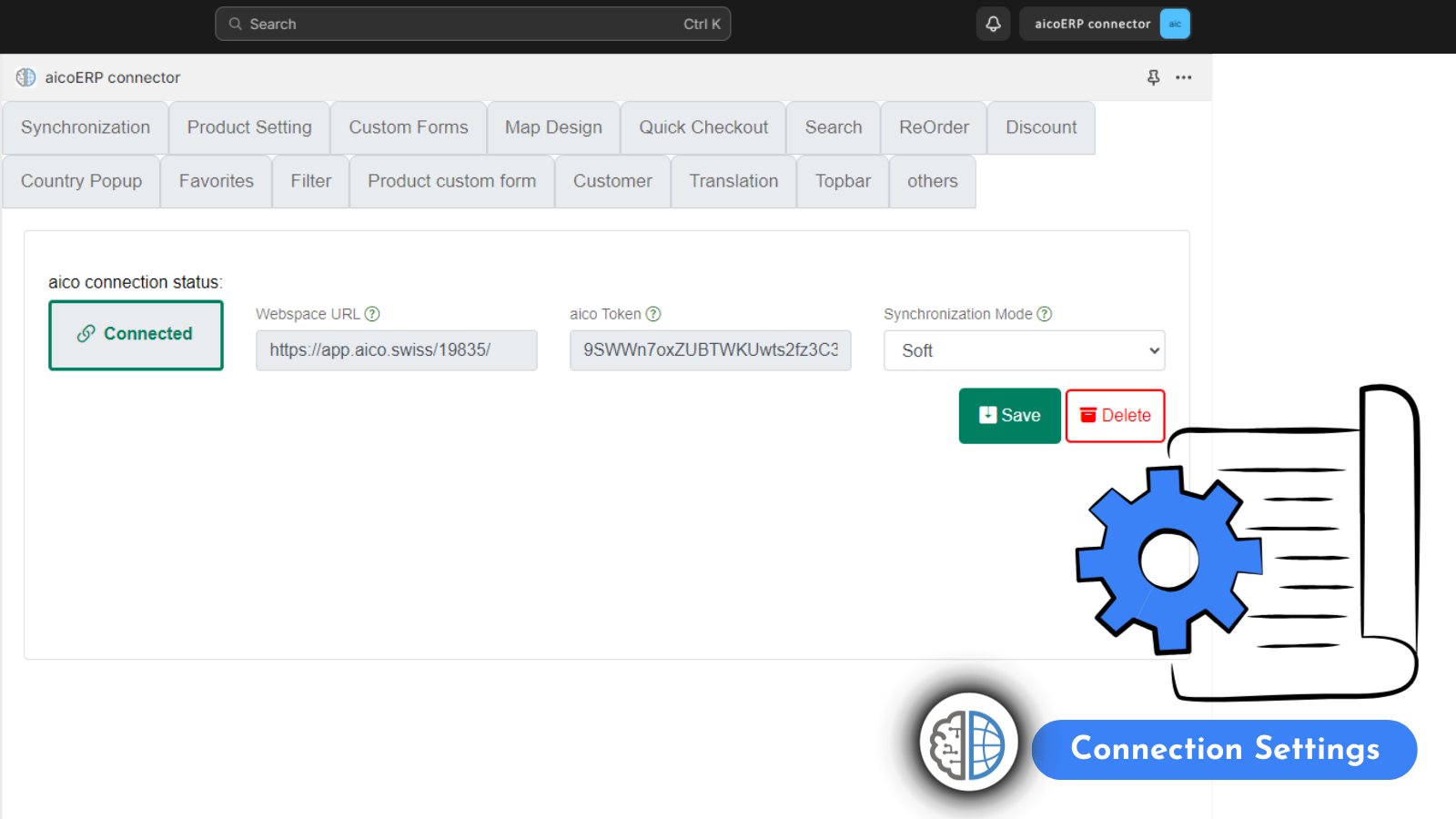 aicoERP connector Screenshot