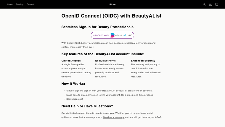 BeautyAList Login Screenshot