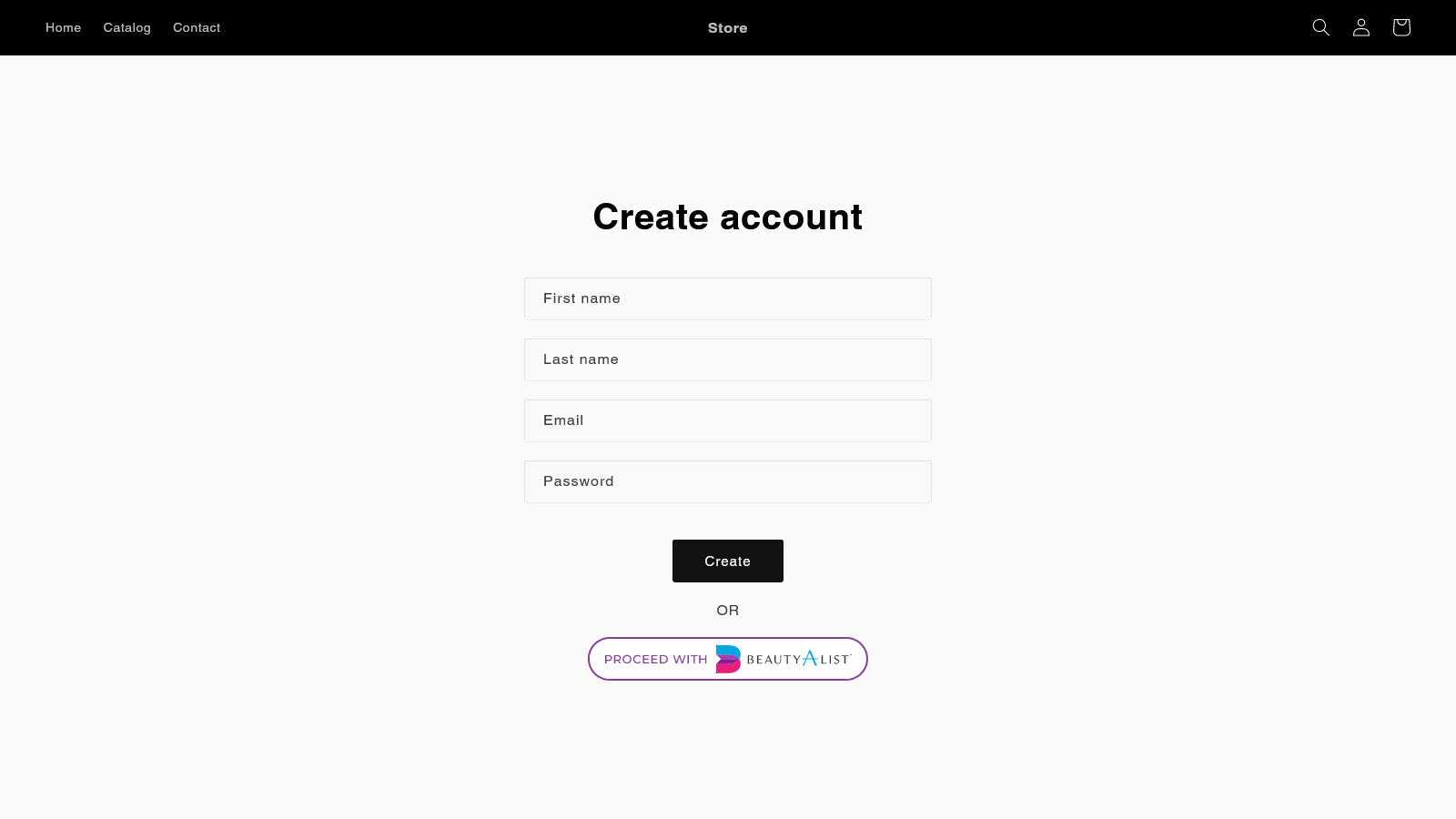 BeautyAList Login Screenshot