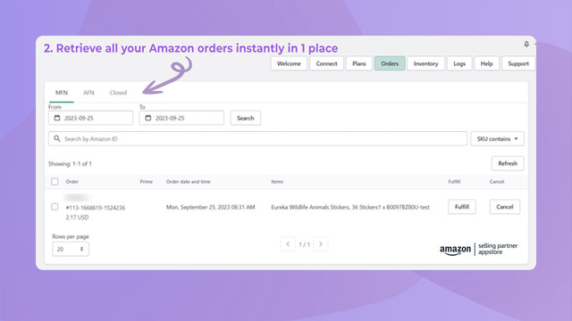 Retrieve all your Amazon orders instantly in 1 place