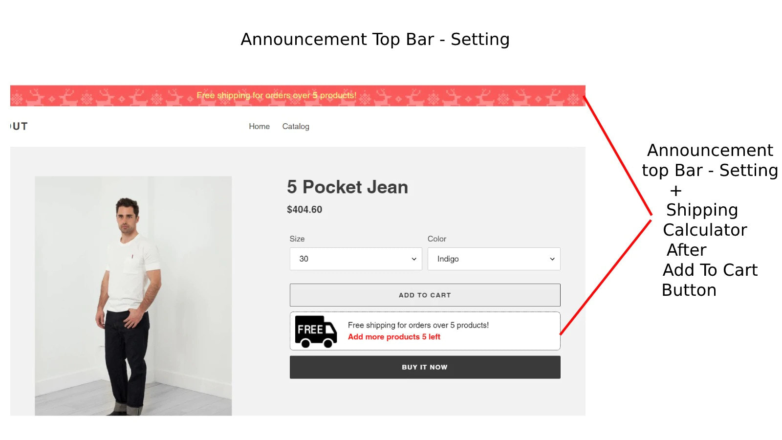 Announcement bar and shipping notification