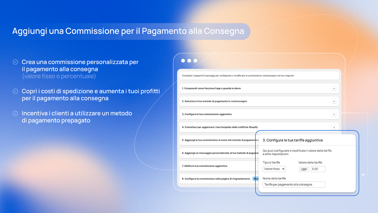 Aggiungi una commissione ai tuoi ordini in contrassegno