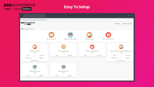 Champ d'option de produit et formulaire de témoignage