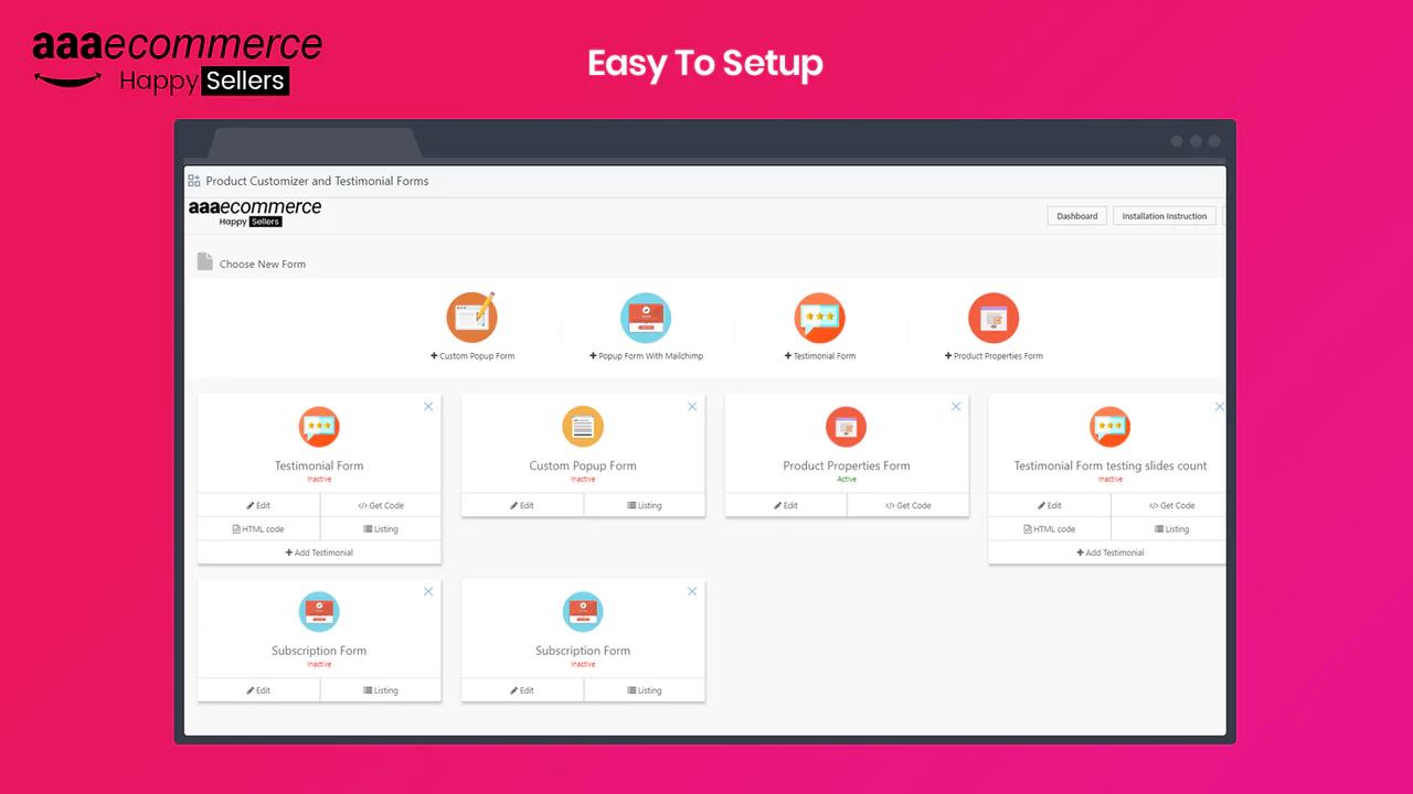 Champ d'option de produit et formulaire de témoignage