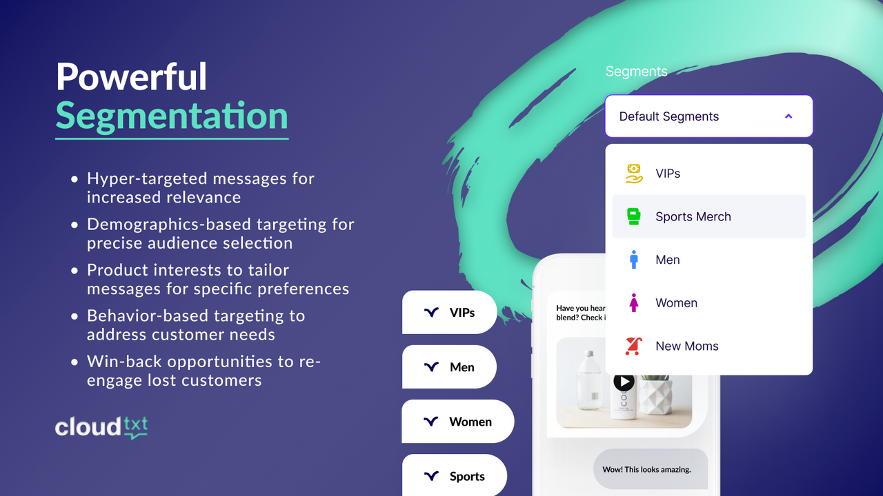 Segmentación poderosa de marketing de SMS para tiendas Shopify