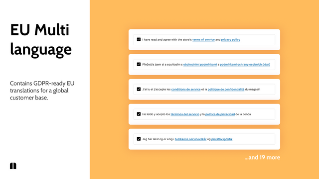 Contains GDPR-ready EU translations for a global customer base.