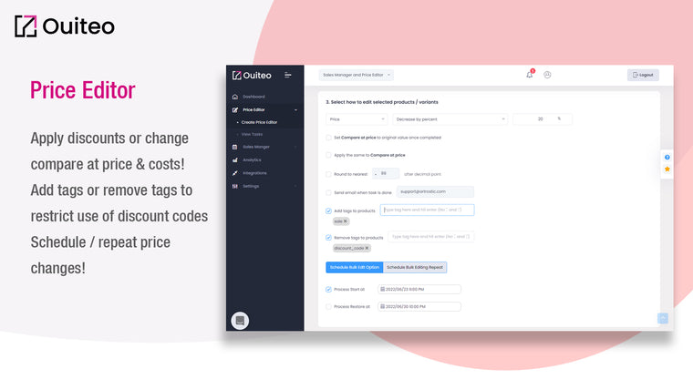 Ouiteo: Sales Discount Manager Screenshot