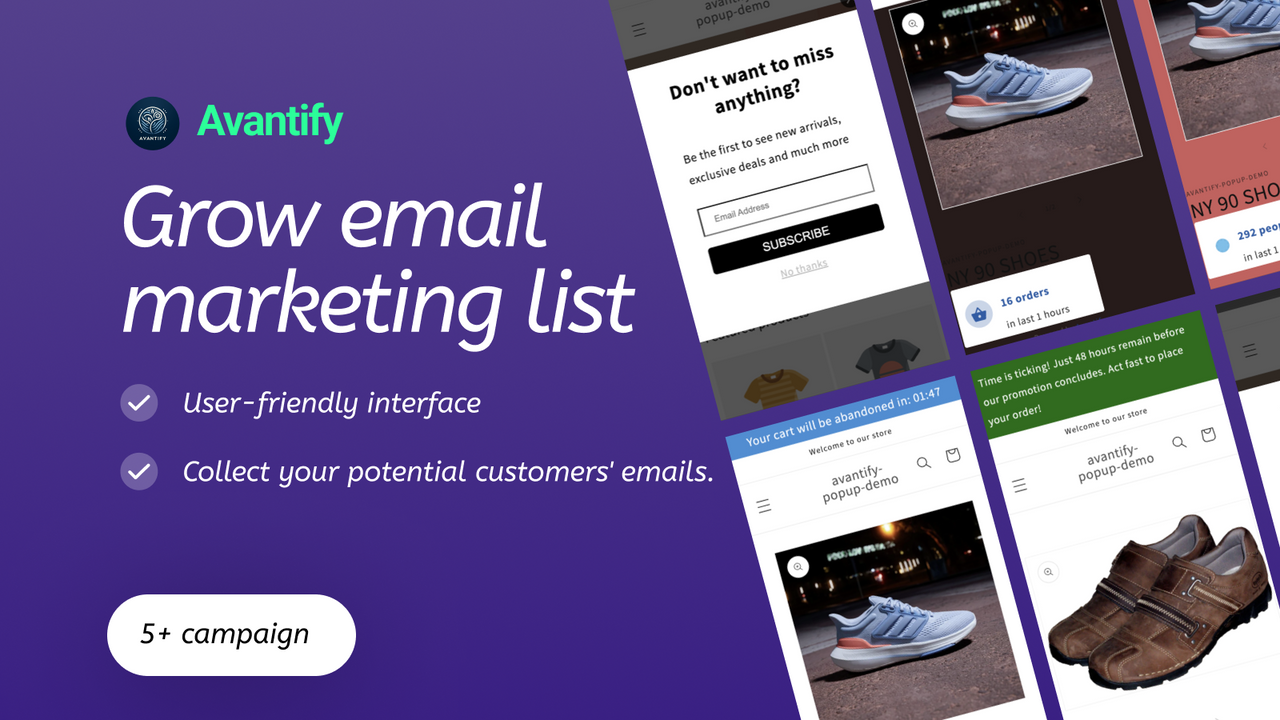 grow email marketing list with popup