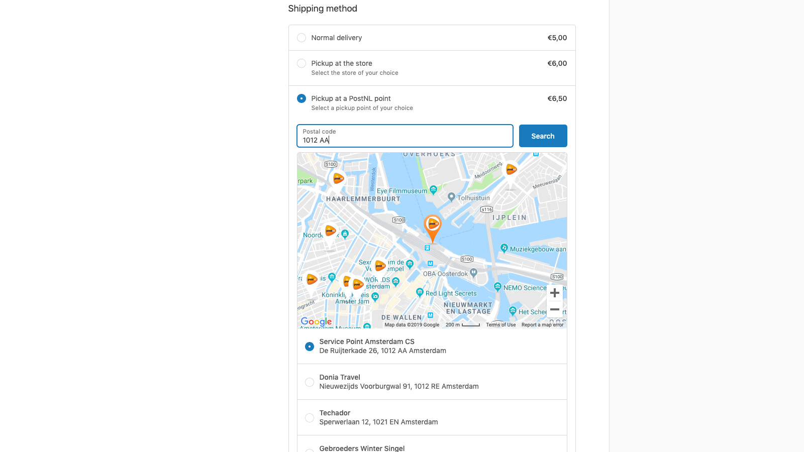 Voer een andere postcode in als u in een andere regio wilt zoeken