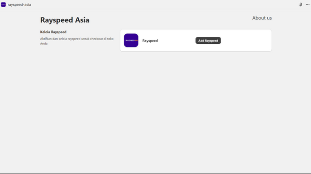 L'interface principale de l'application Rayspeed Asia