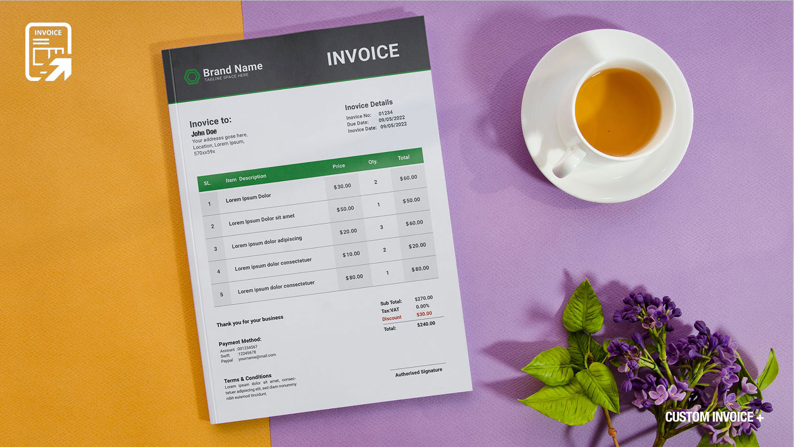 Demonstração do Template 4 do Aplicativo Custom Invoice Shopify