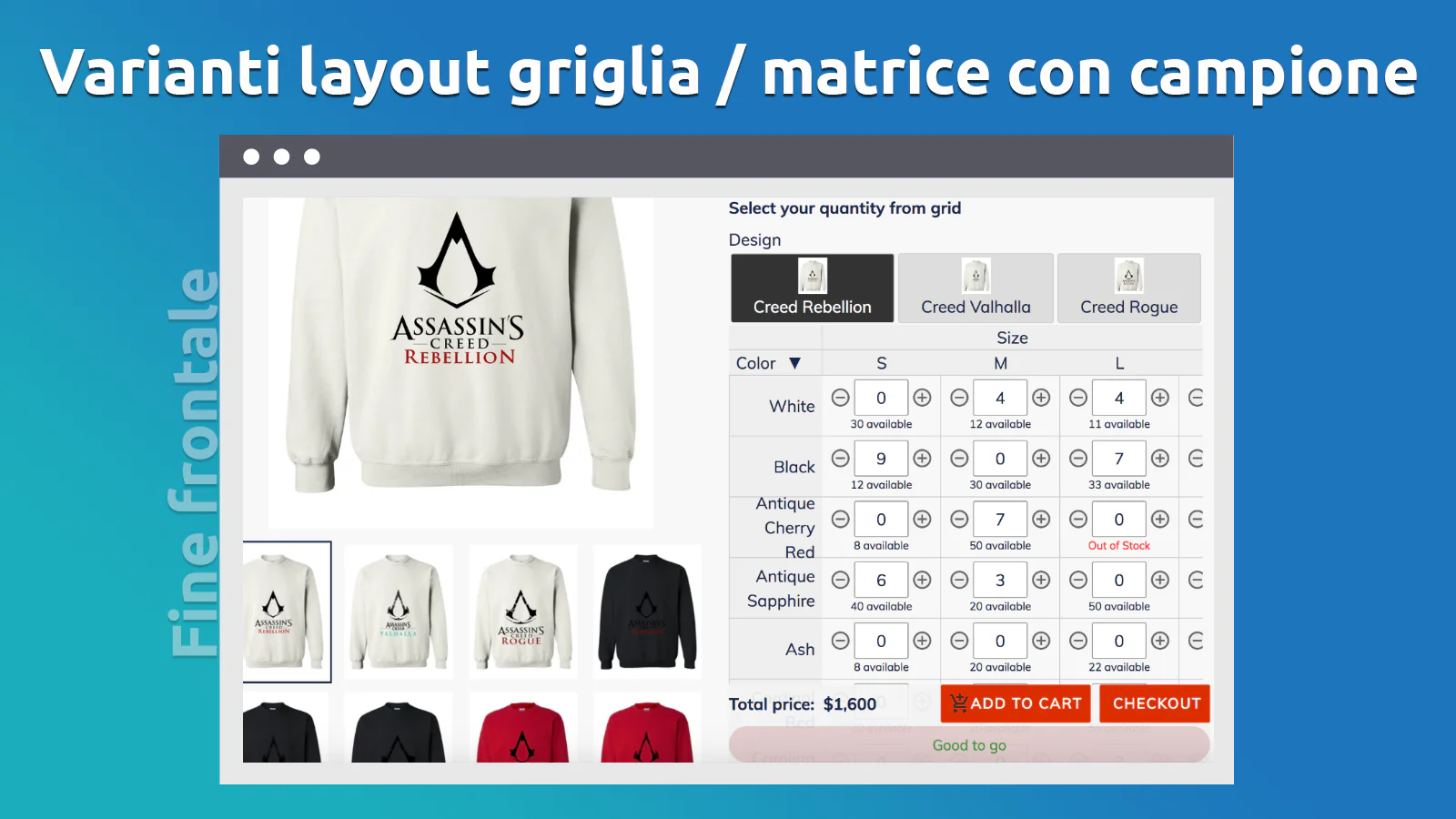 Varianti layout griglia / matrice con campione