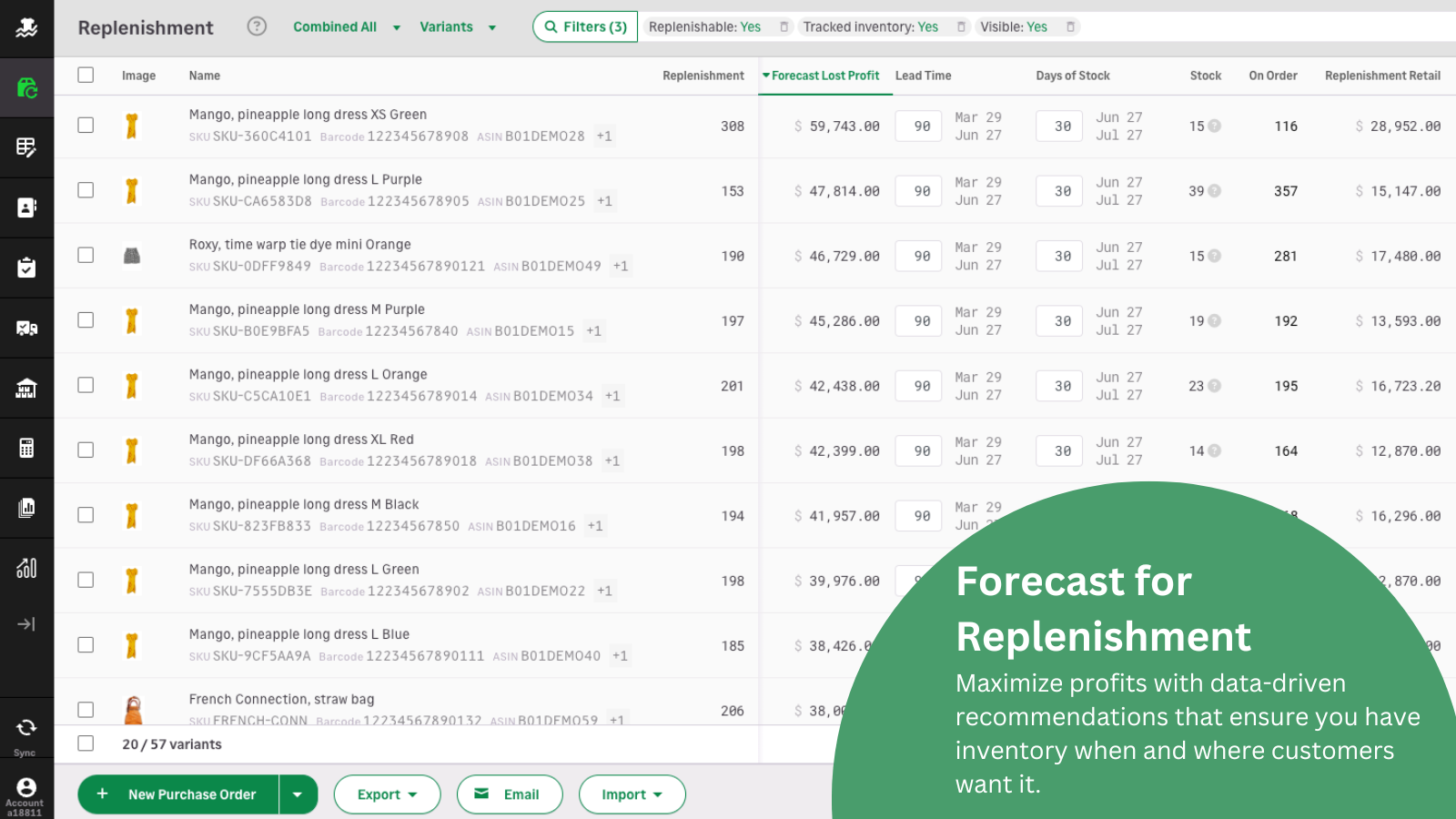 Inventory Planner Forecasting Screenshot