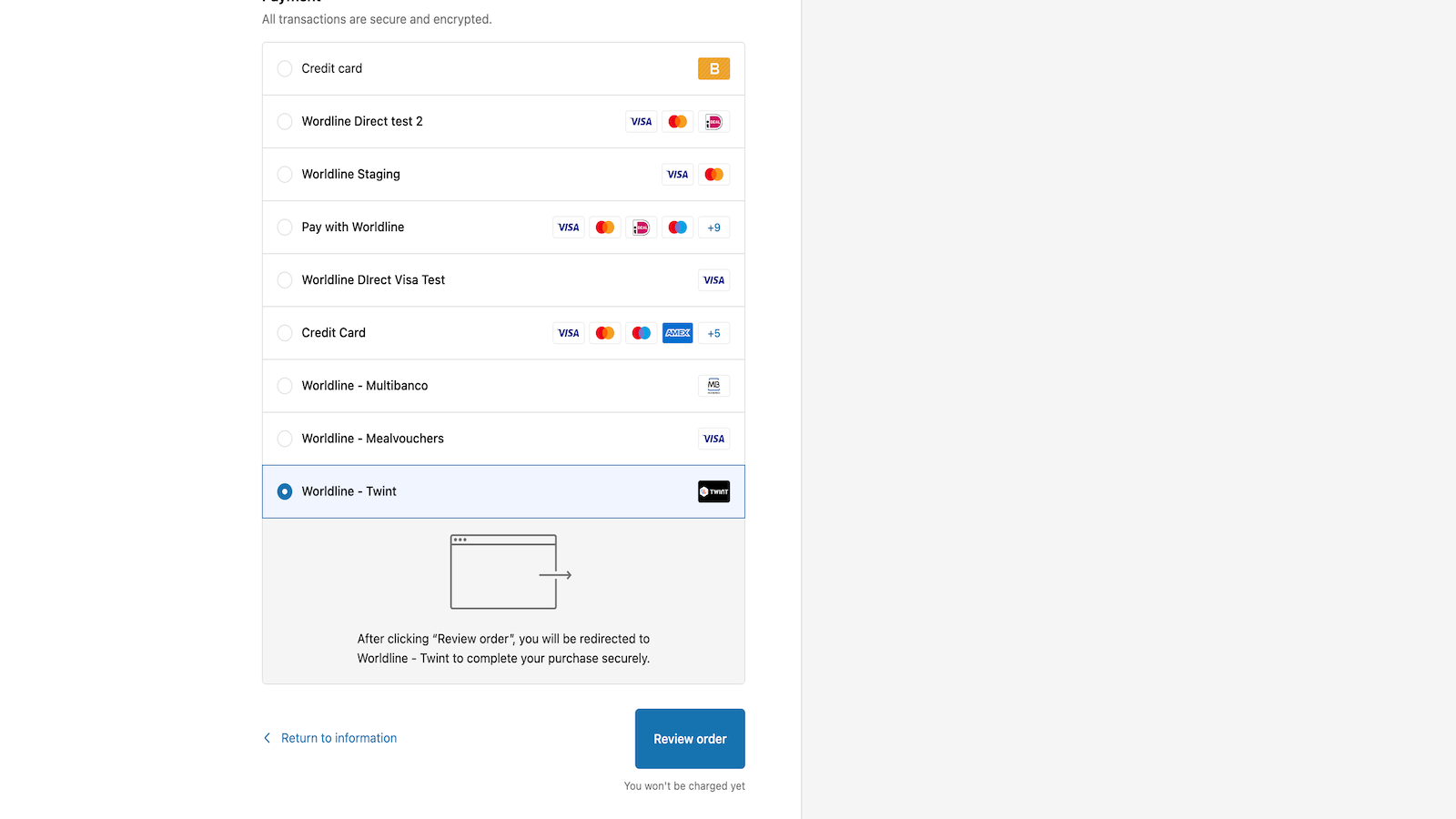 Payment selection