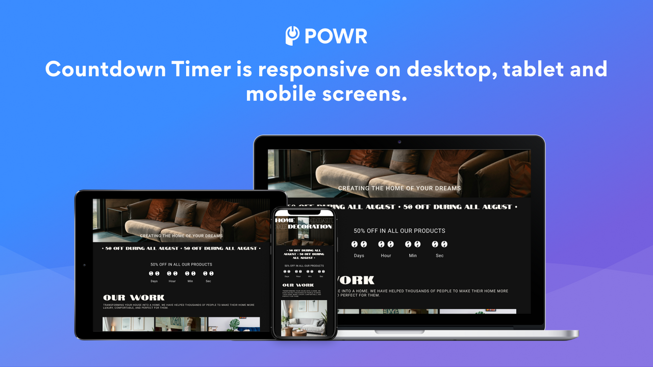 Countdown-Timer sind auf Desktop, Tablet und Mobilgerät responsiv.