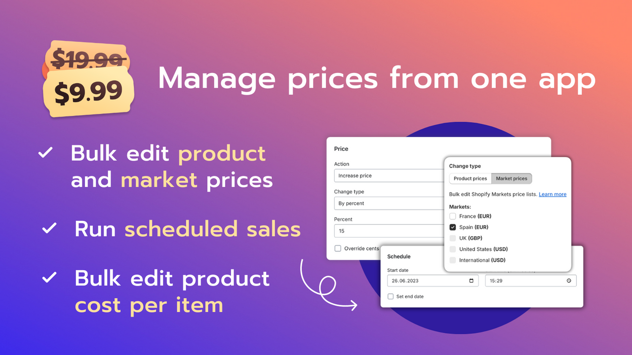 Manage prices and schedule sales from one app