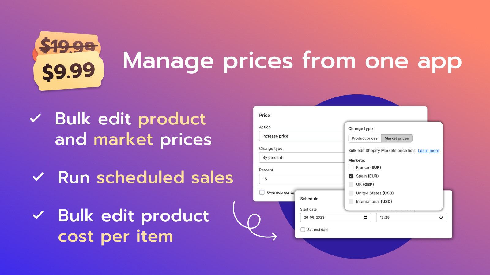 Manage prices and schedule sales from one app