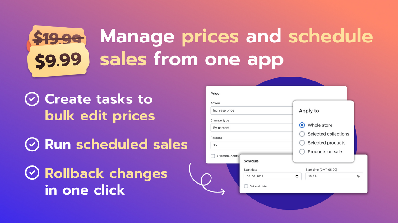 Manage prices and schedule sales from one app