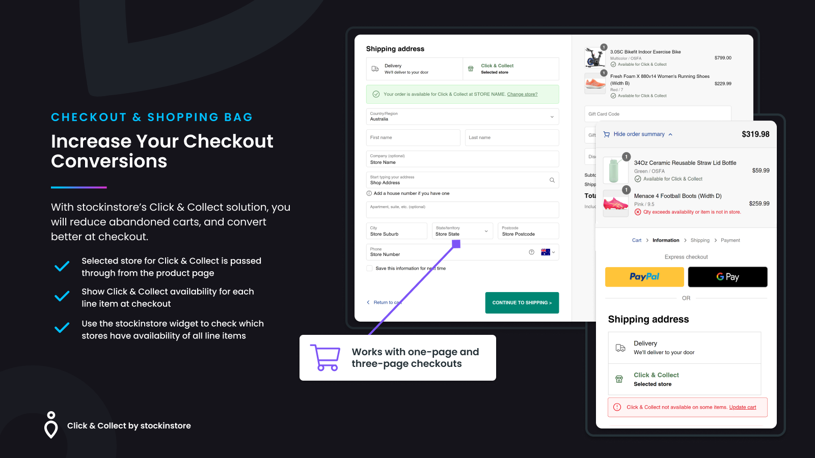 stockinstore Click and Collect muestra disponibilidad de artículos