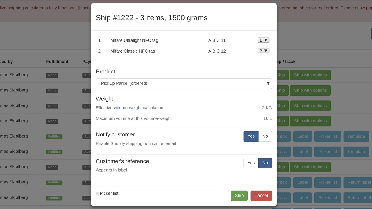 Generate label and fulfill order