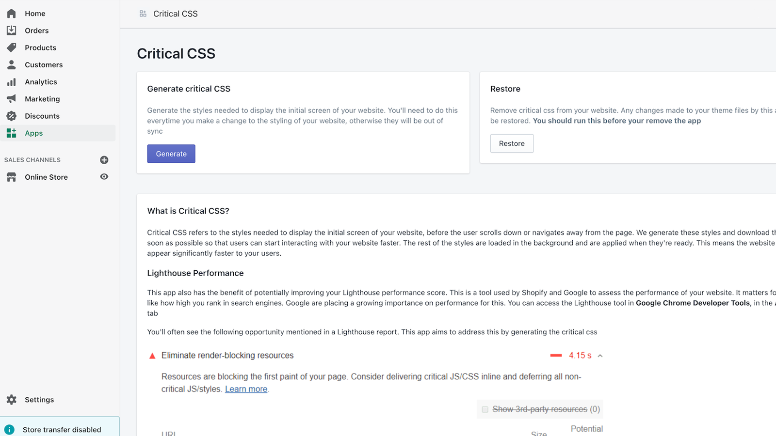 Generieren Sie kritisches CSS für Ihren Shop