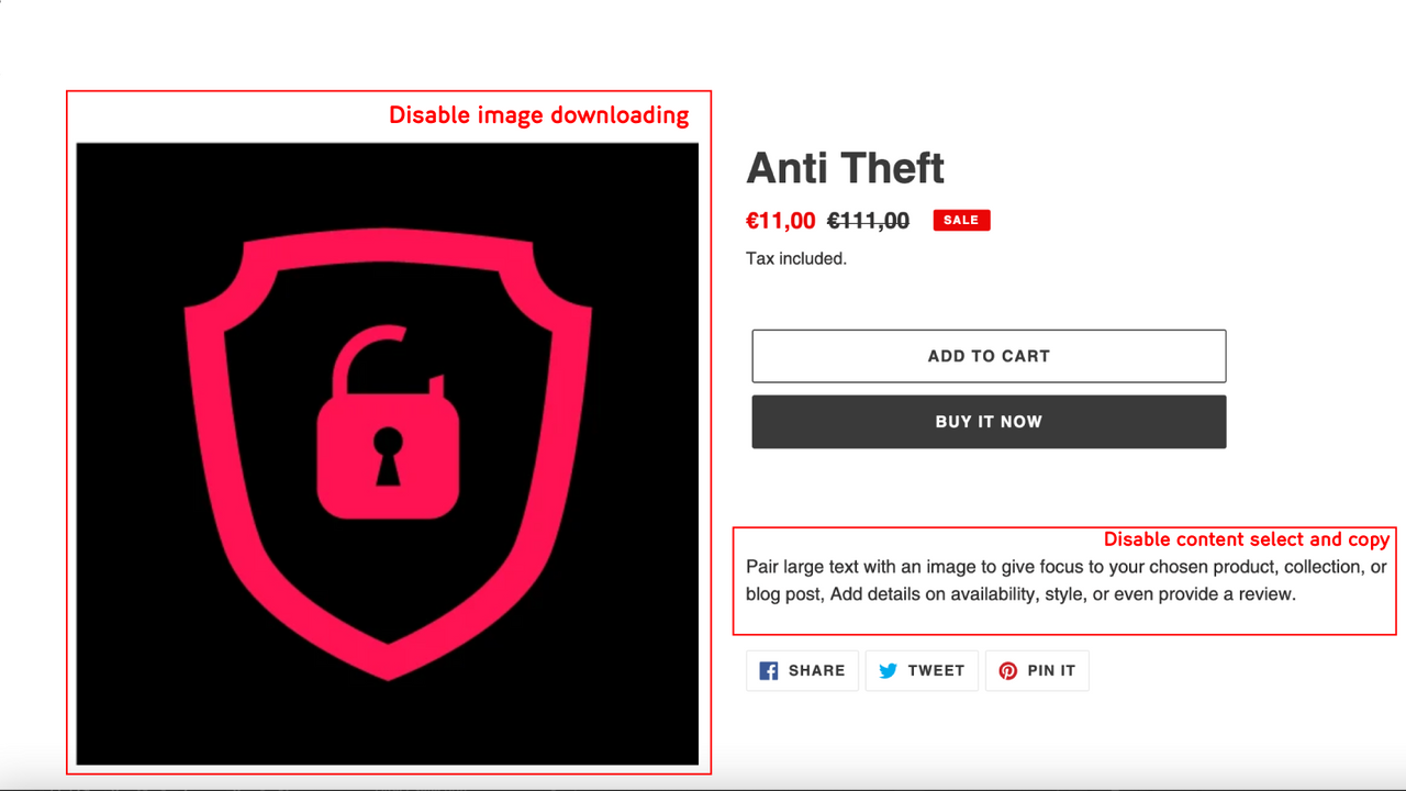 Anti Theft - Disable content select and copy - Disable image dow