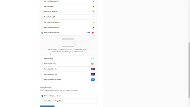 Payment method selection