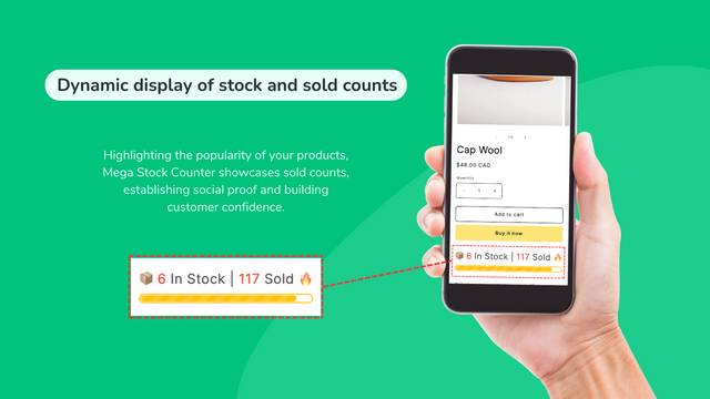 Mega Stock Counter - Dynamic display of stock and sold counts