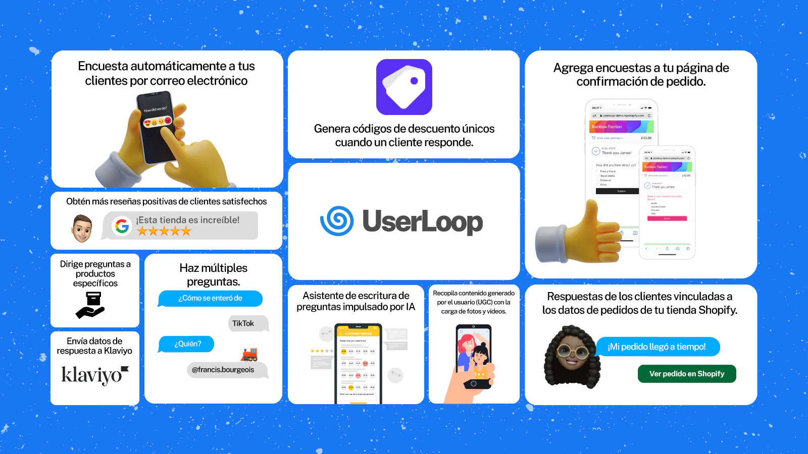 UserLoop es la plataforma de encuestas completa para Shopify.