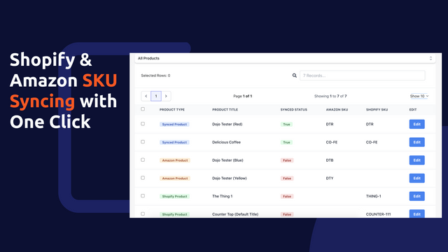 Sincronização de SKU Shopify & Amazon com Um Clique