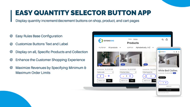 aplicación de botón selector de cantidad