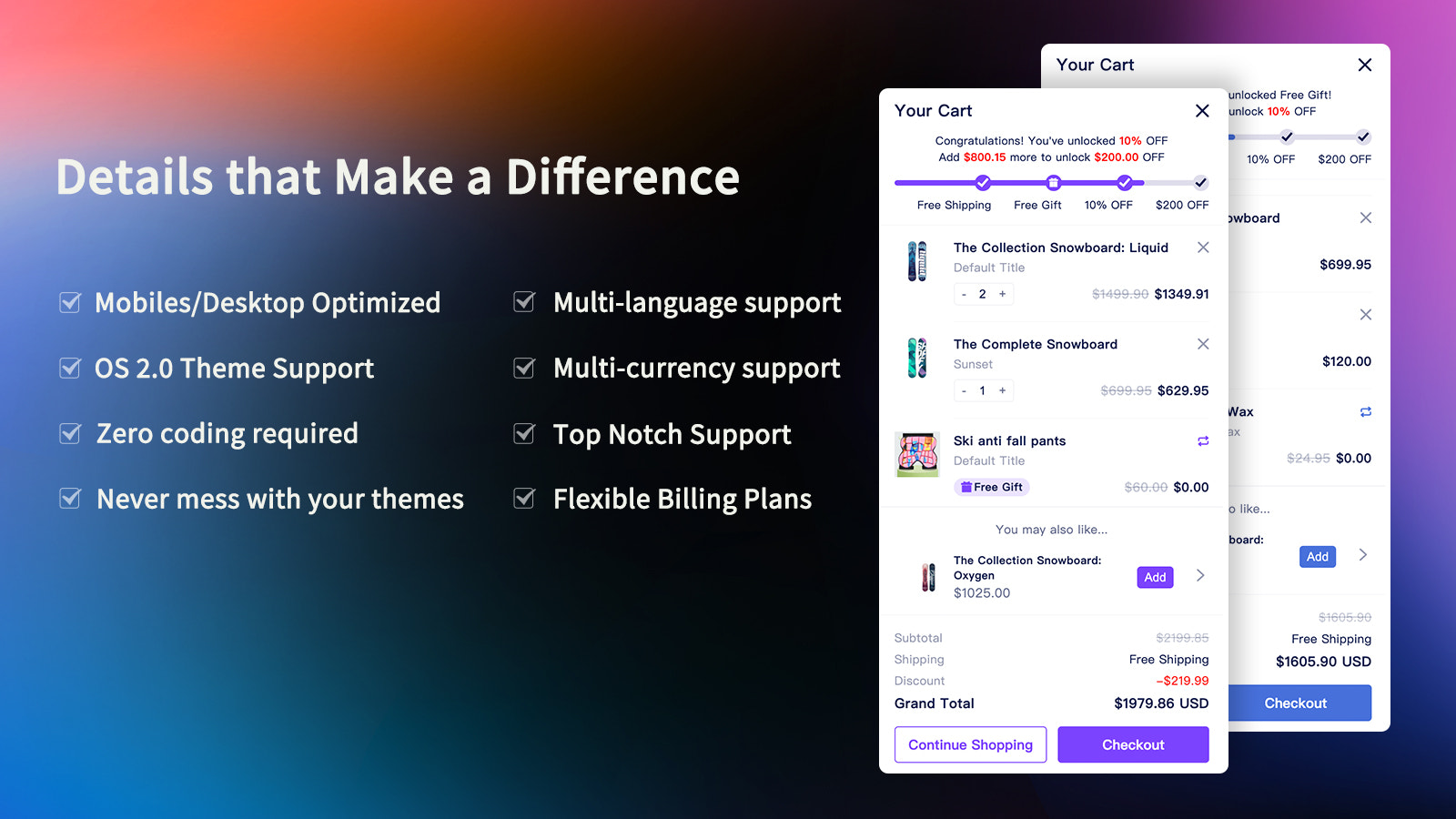 Optimizado para móviles, soporte de tema OS 2.0, nunca estropees los temas