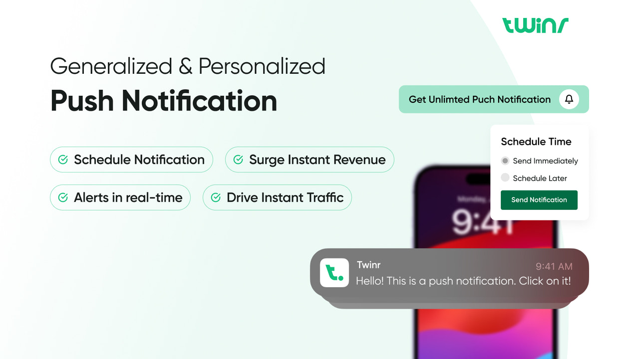 Twinr mobile app builder push notification support