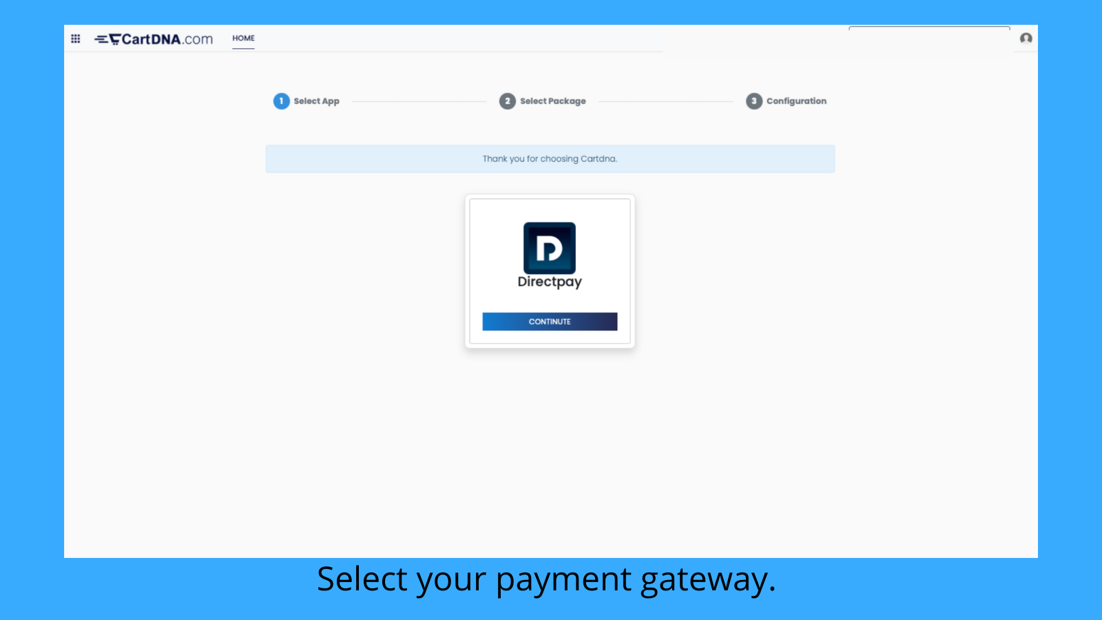 Select your payment gateway. 