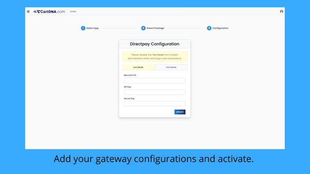 Fügen Sie Ihre Gateway-Konfigurationen hinzu und aktivieren Sie diese. 