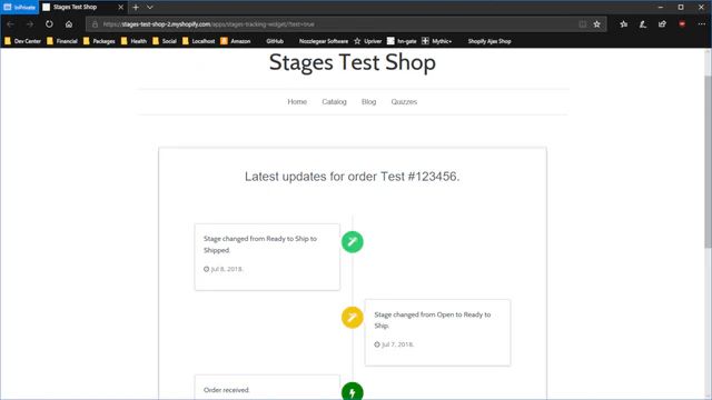 Bädda in dina kunders orderstatus på din butiksfront.