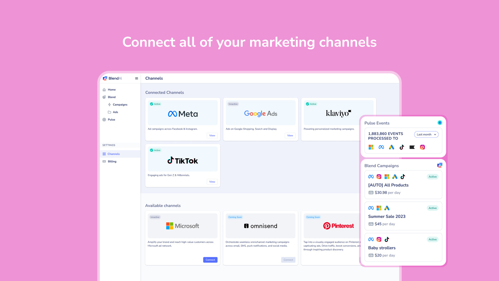 Connectez-vous à tous vos canaux de marketing