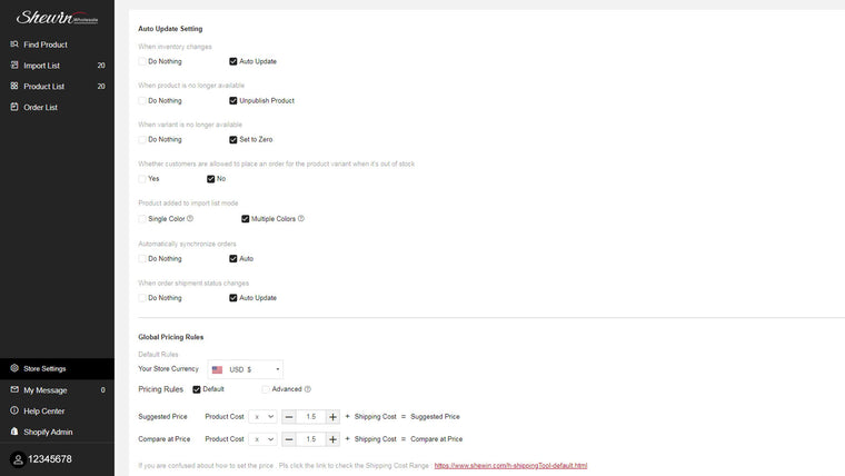 Shewin ‑ Dropshipping Supplier Screenshot