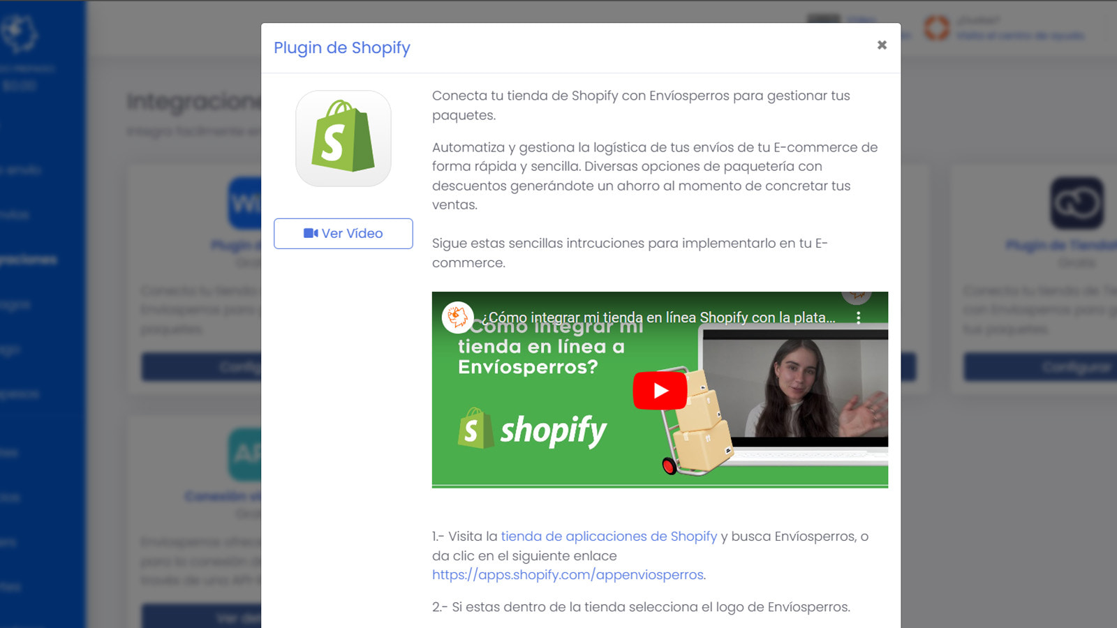 Instalación Plugin Shopify Envíosperros