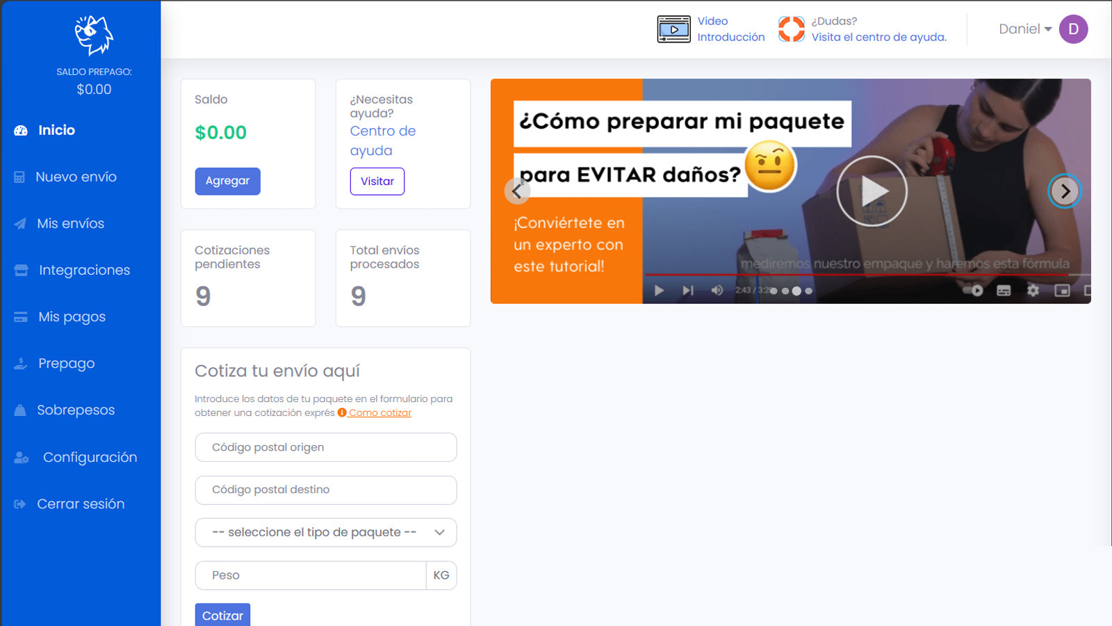 Plugin dentro de EnvíosPerros en el Dashboard de la plataforma