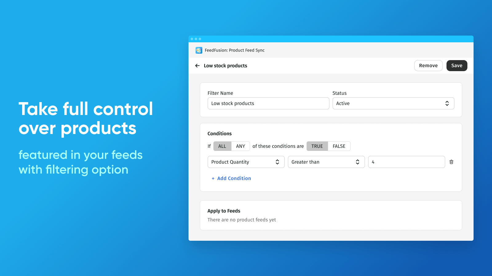 Assuma o controle total dos produtos em seus feeds 