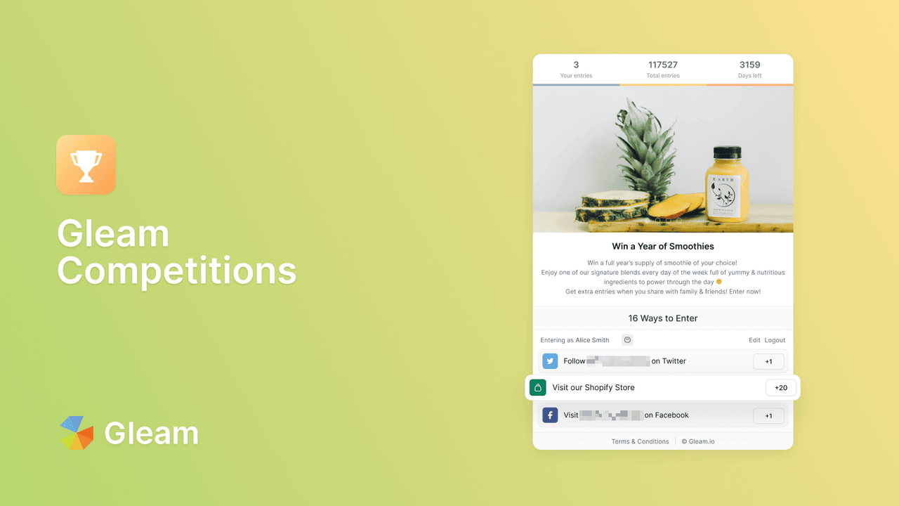 Instala Gleam Competitions en tu tienda Shopify