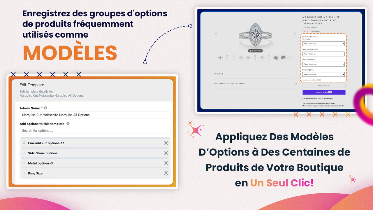 Beautiful product options templates for product personalization