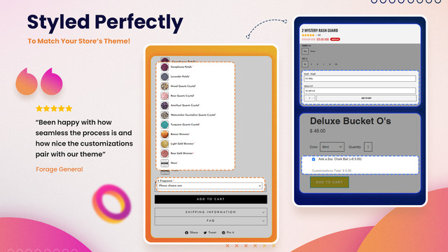 Produktanpassare-appen stilad för ditt Shopify-tema