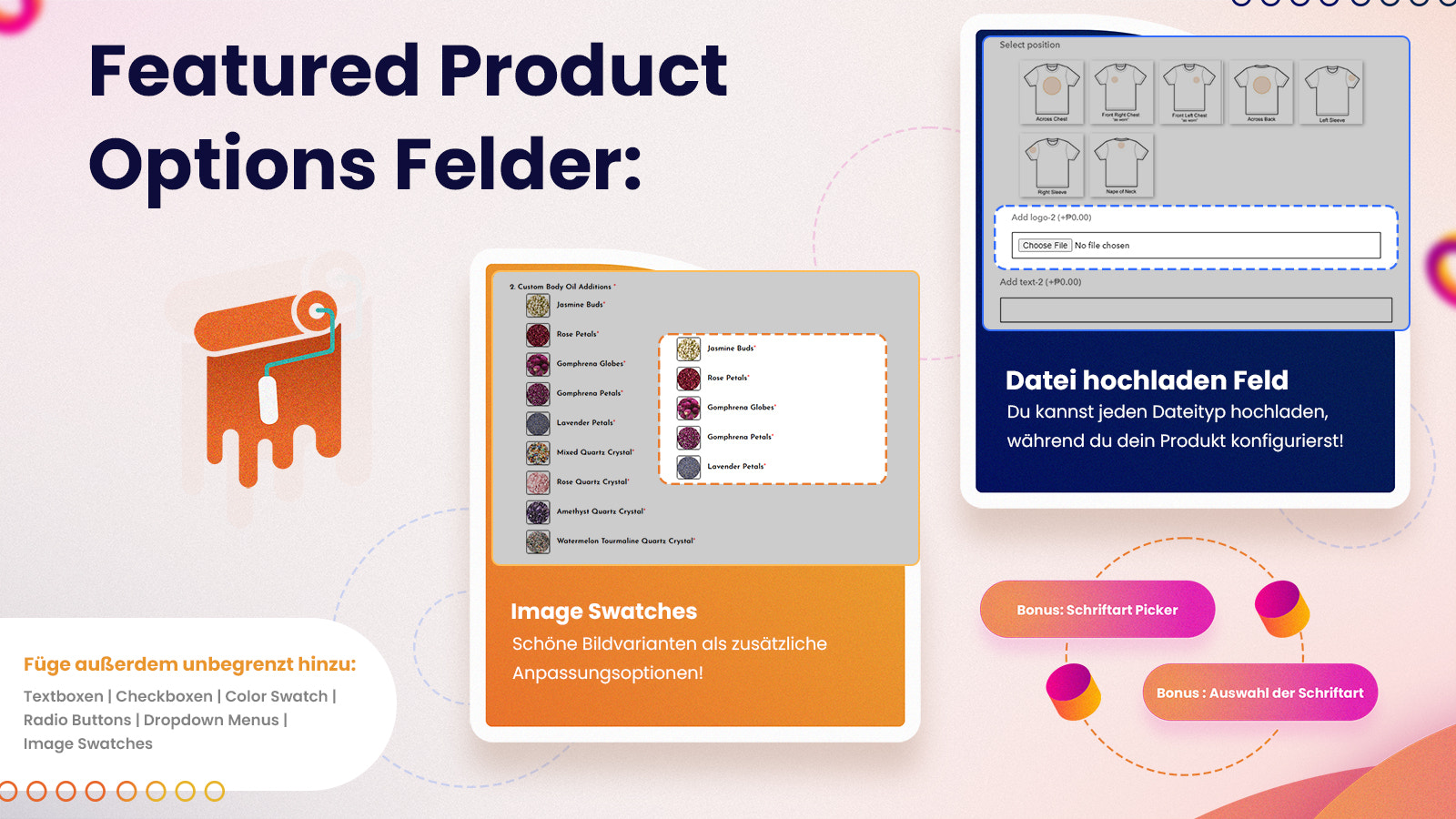 Featured product variants include Shopify file upload & more