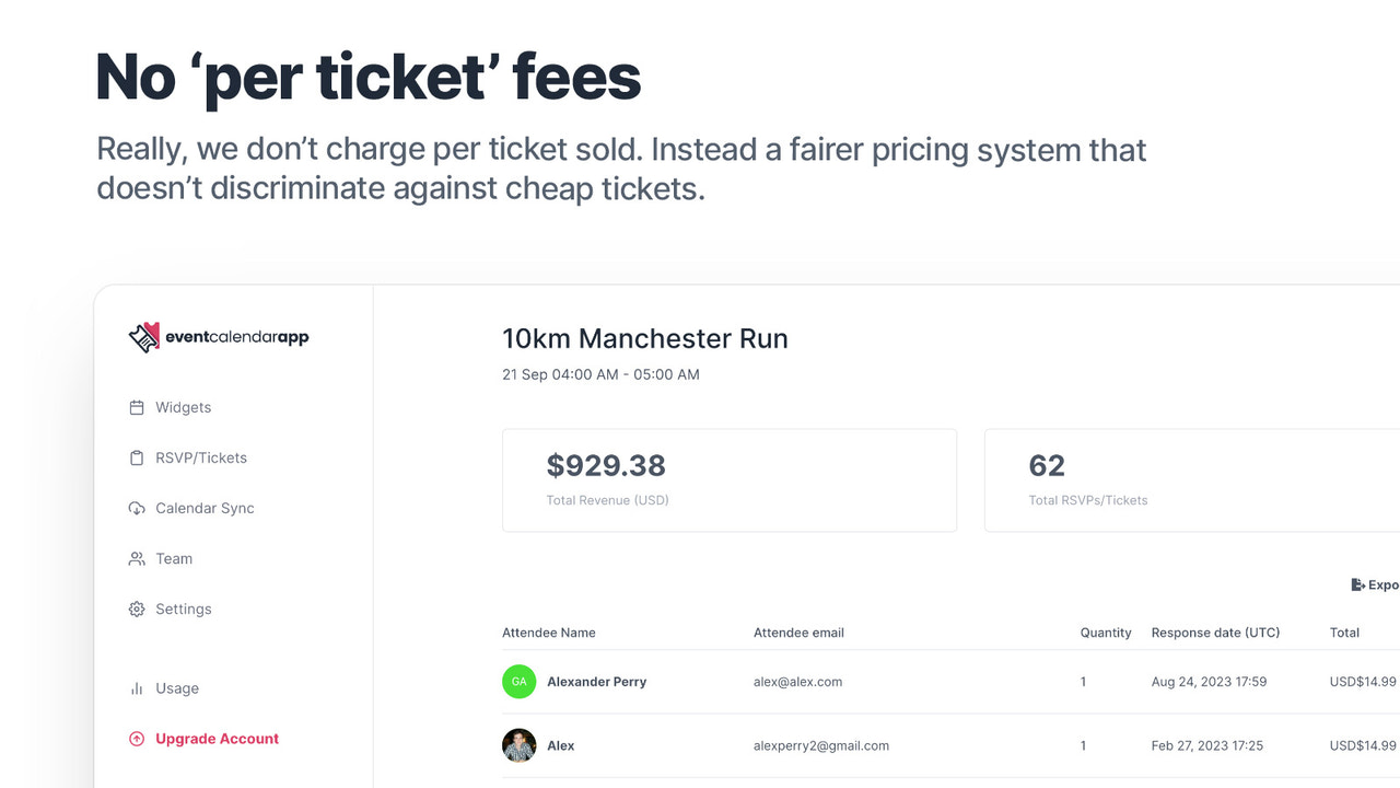 No per ticket fees