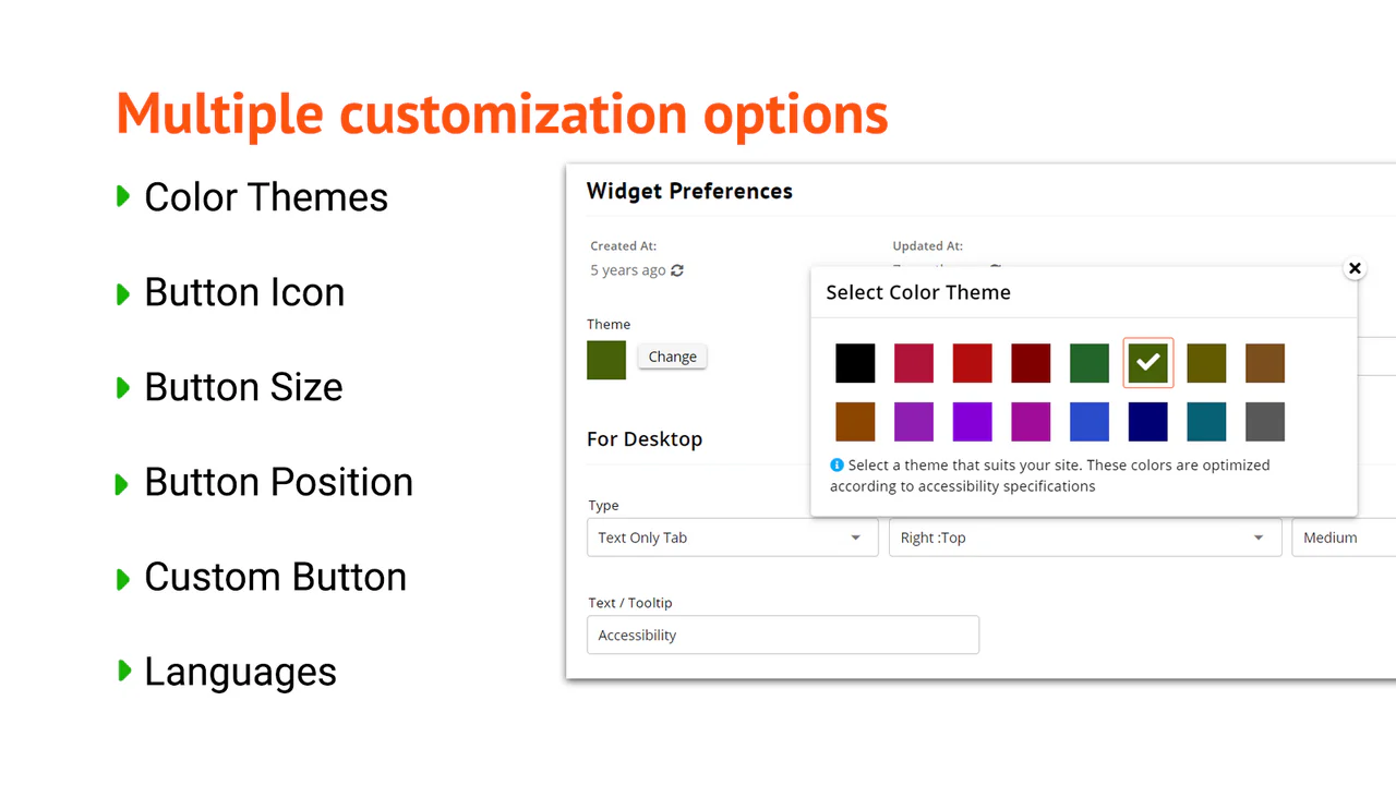 Options de personnalisation