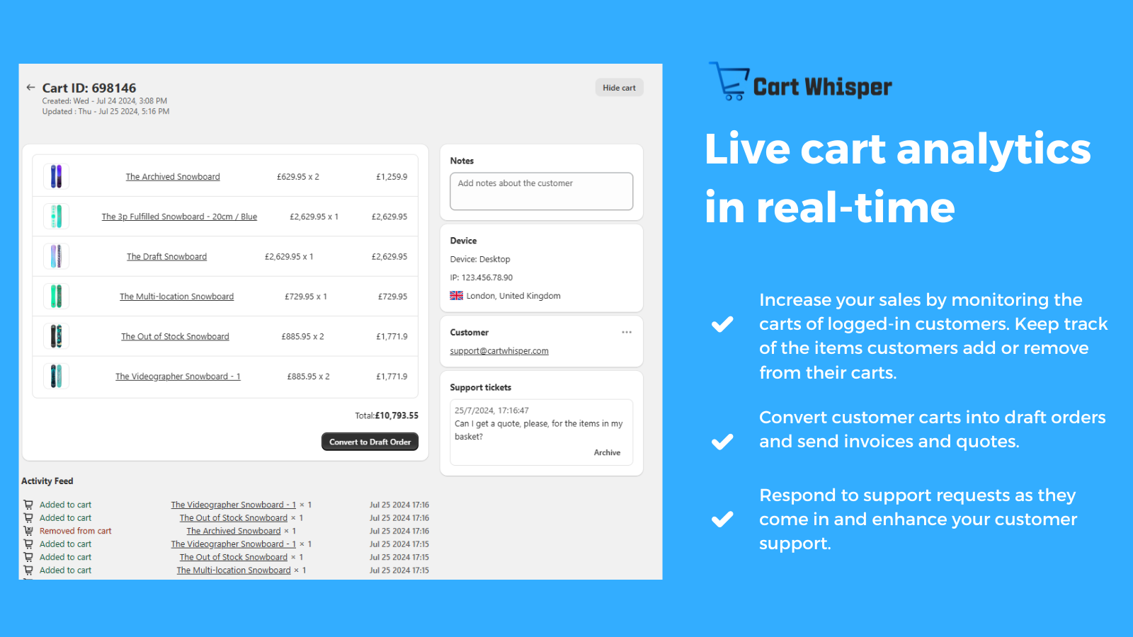 Cart Whisper | Live Carts Pro Screenshot