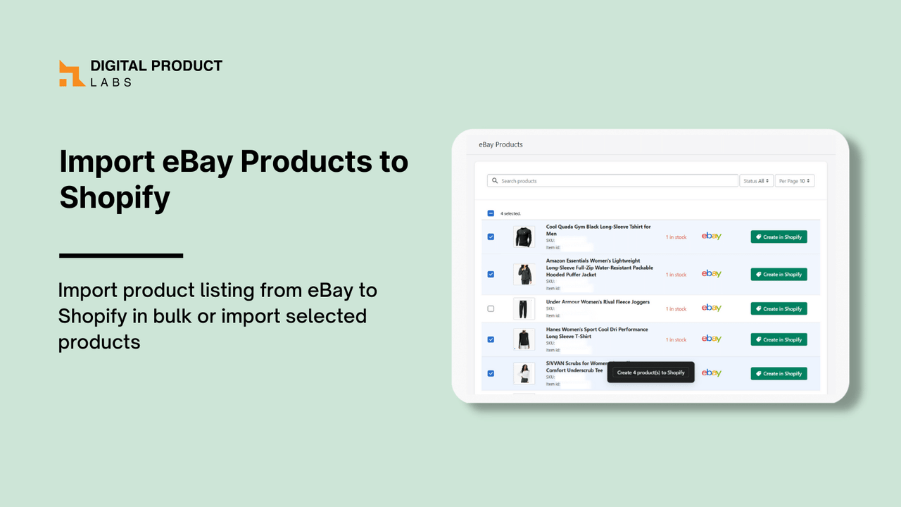 Importer nemt dine eBay produkt lister til Shopify