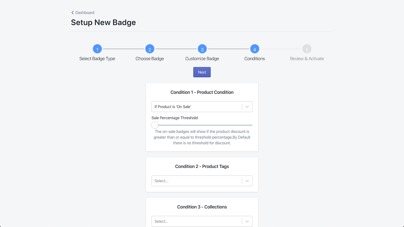 Condiciones de insignias de Badgify